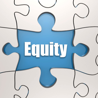Equity is spelled on a puzzle piece